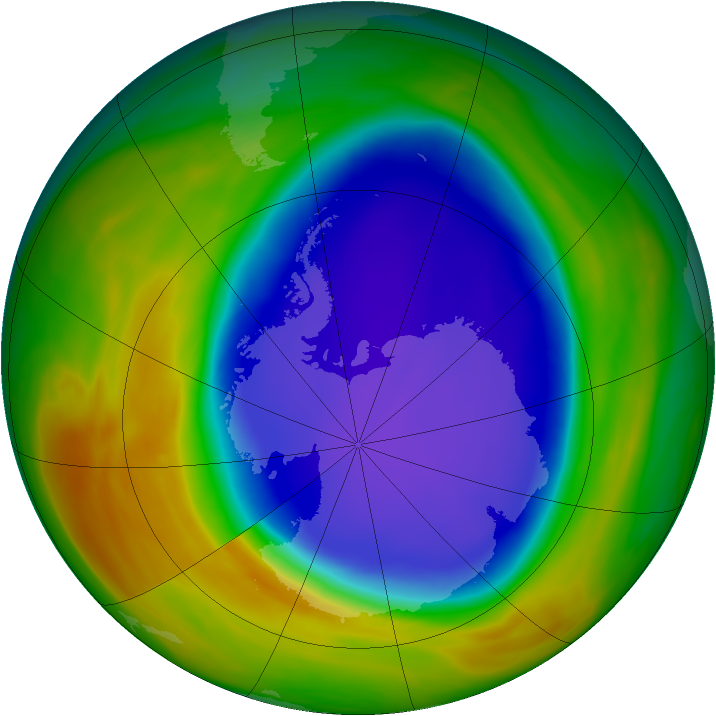 Antarctic ozone map for 19 October 2005